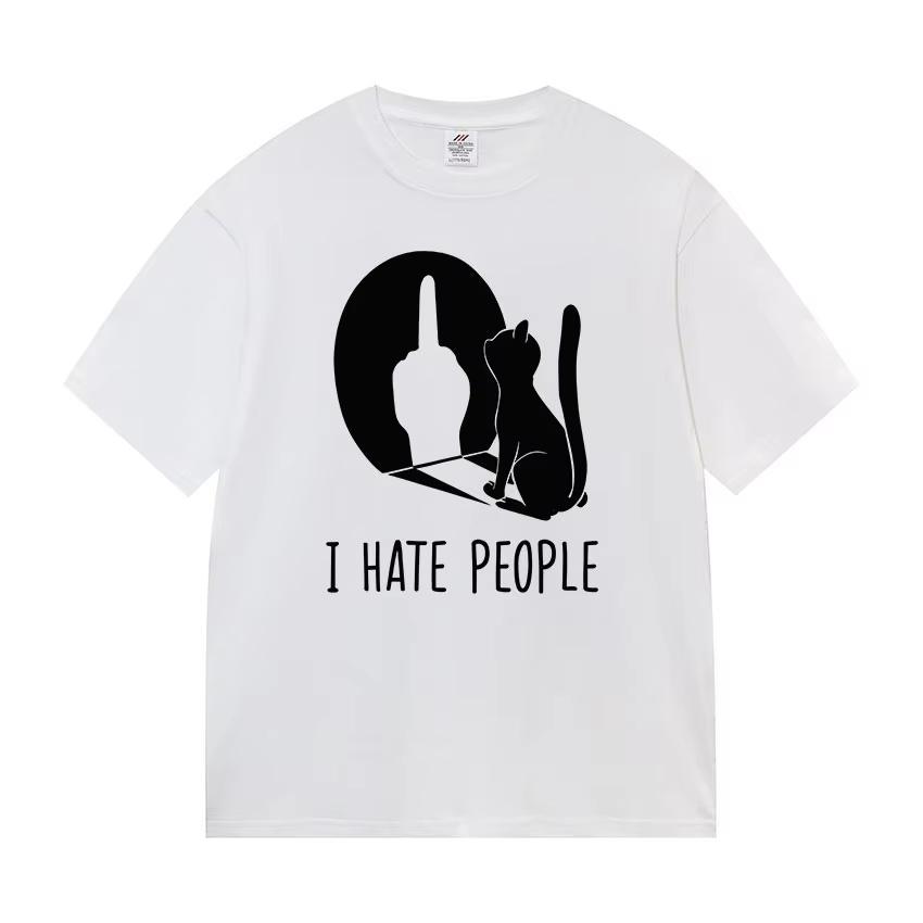 

Cat Shadow I Hate People Middle Finger TShirt Humor Funny Kitty Meme Graphic T Shirt Casual Fashion ONeck Short Sleeve T Shirt 4XL