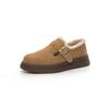 Buckle Women's Autumn and Winter Fur Integrated Cotton Shoes Thick Sole Heightening Round Head Retro Matte
