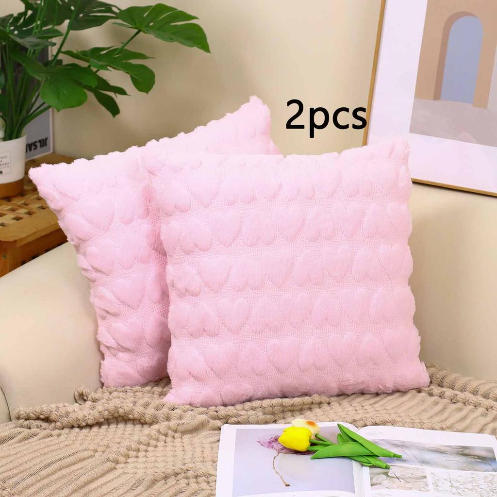 2pcs Cross Border Modern Minimalist Pillow Cover Long Plush Autumn Winter Living Room Sofa Heart Cushion Pillow Cover