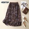 Summer Women's Skirt Literary Loose Floral Half-body Skirt In The Long Section of The Anti-permeable Gauze Skirt