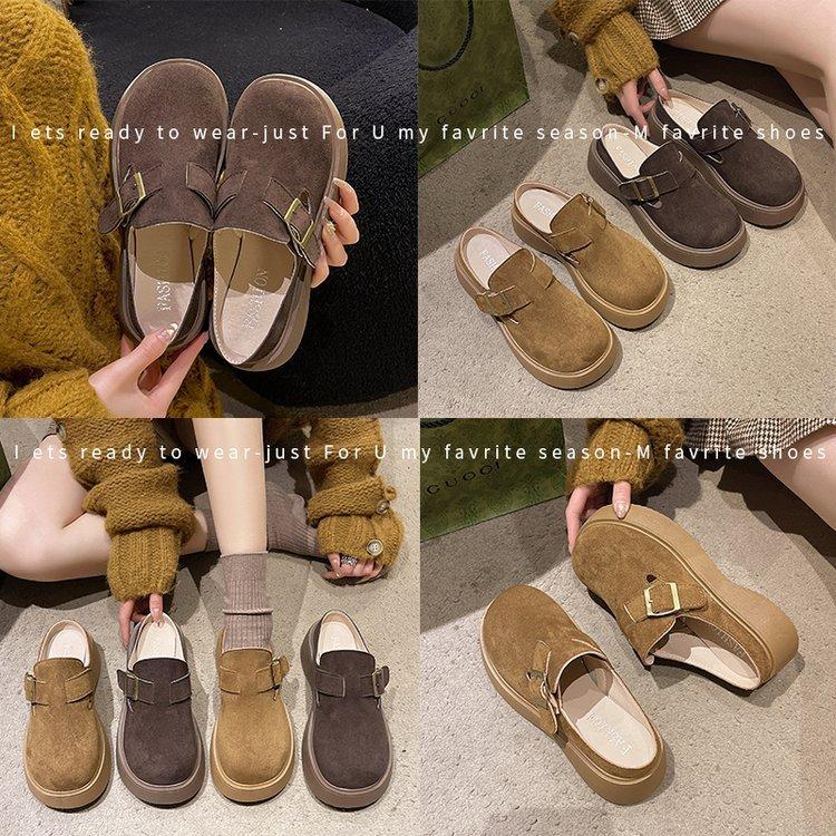 [Youshilai] High-end Thick-soled One-pedal Women's 2025 Spring New Baotou Casual Versatile Lazy Single Shoes