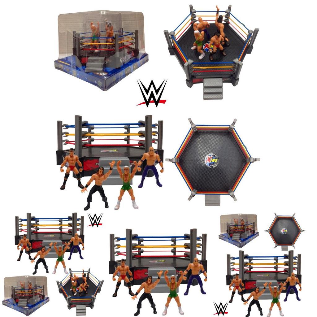 High-quality Plastic Wrestler Action Figure Set For Children's Play Includes 4 Wrestlers And A Four-sided Arena
