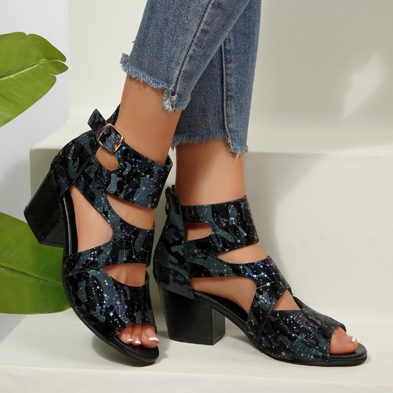 

Fashion Summer New Round Toe Open Toe Metal One Strap Non-slip Fish Mouth Shoes Fashion High Heel Sandals 43