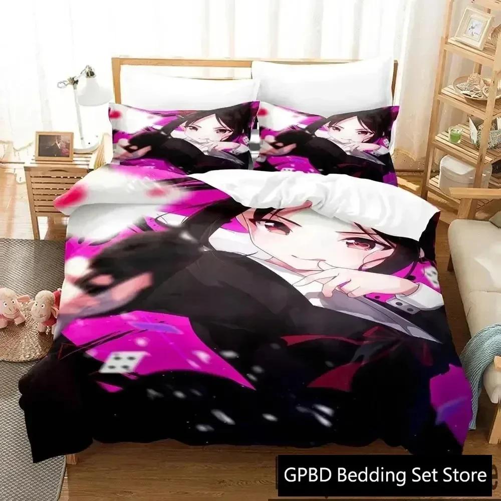 Luxury New 3D Print Anime Kaguya-sama Love Is War Bedding Set Duvet Cover Bed Set Quilt Cover Pillowcase Queen Size Boys Adult