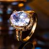 Luxury Male Female White Zircon Stone Ring Trendy Yellow Gold Color Engagement Cute Bride Wedding Jewelry Gift For Women Men