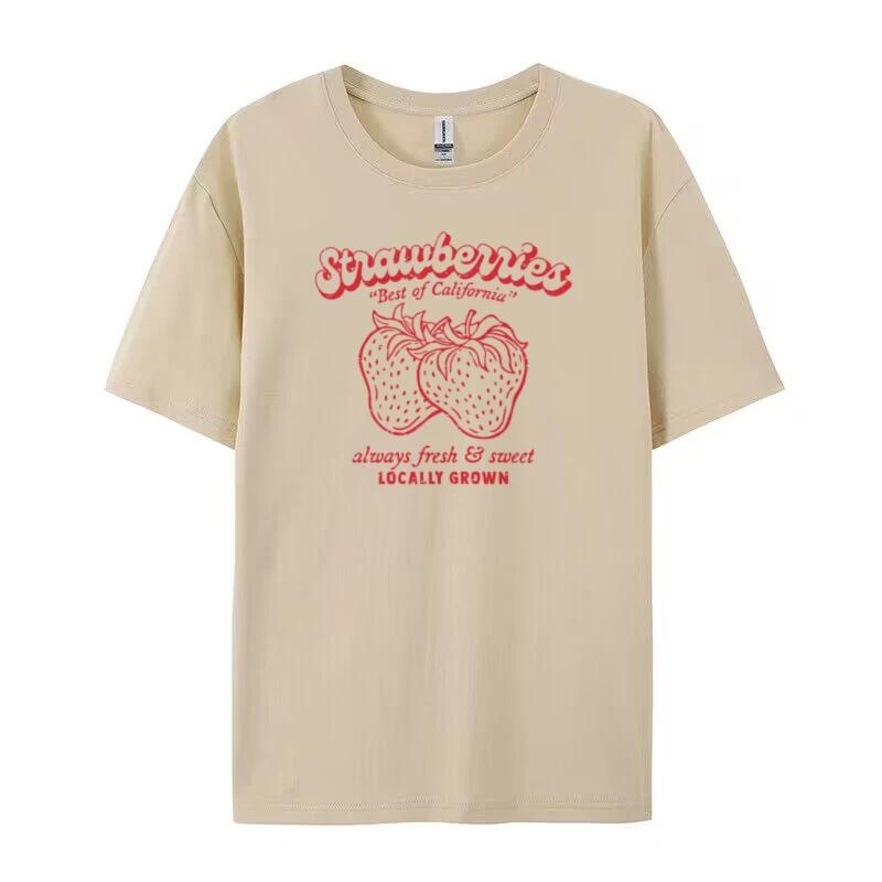 

Strawberry Retro Aesthetic Womens Tshirt Graphic Tshirt Cute Street Style Short Sleeve Fruit Pattern Retro and Decadent 4XL
