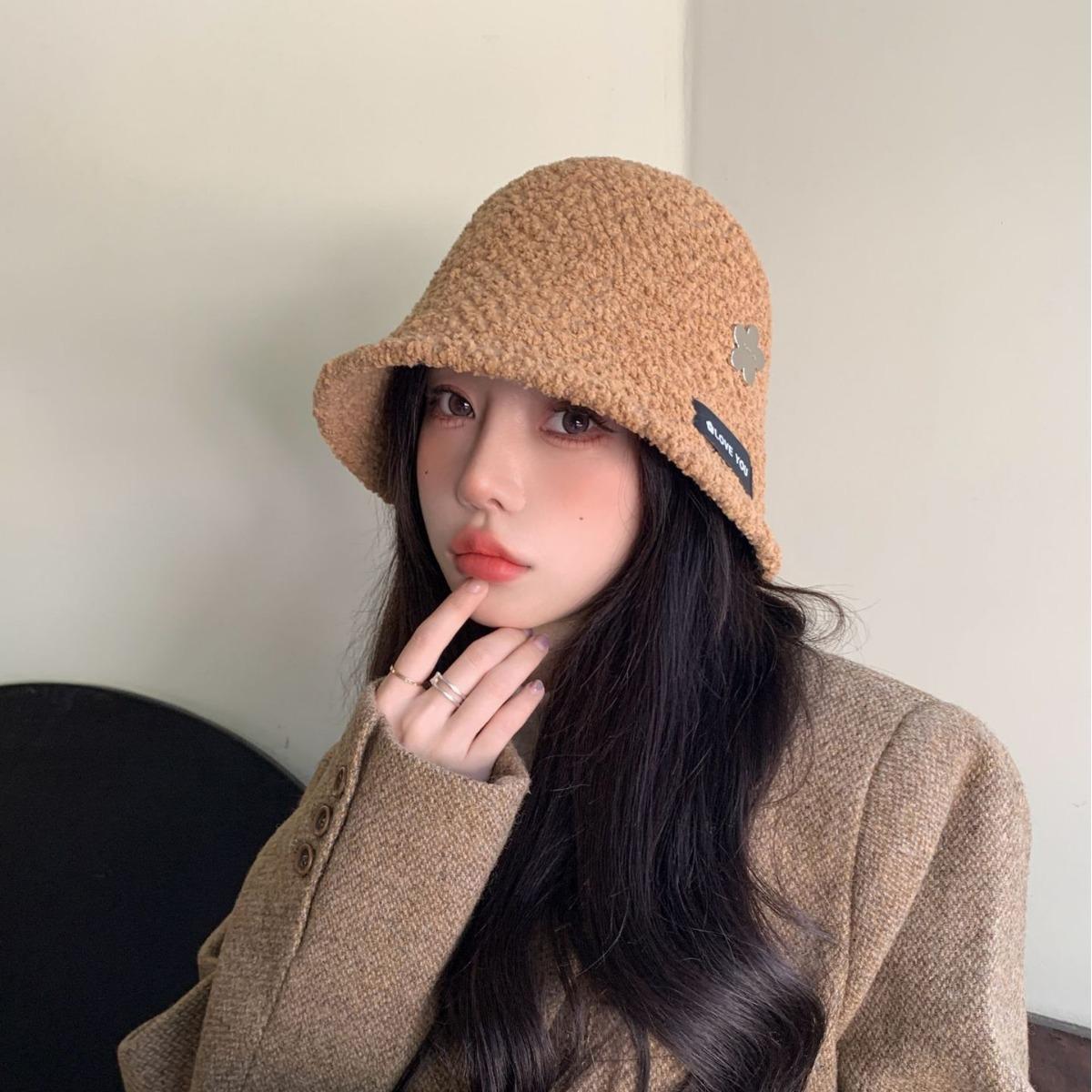

Women s Autumn and Winter New Korean Style Student Lamb Wool Warm Fisherman s Hat Showing Face Small Fashion Pot Hat Japanese Style One Size