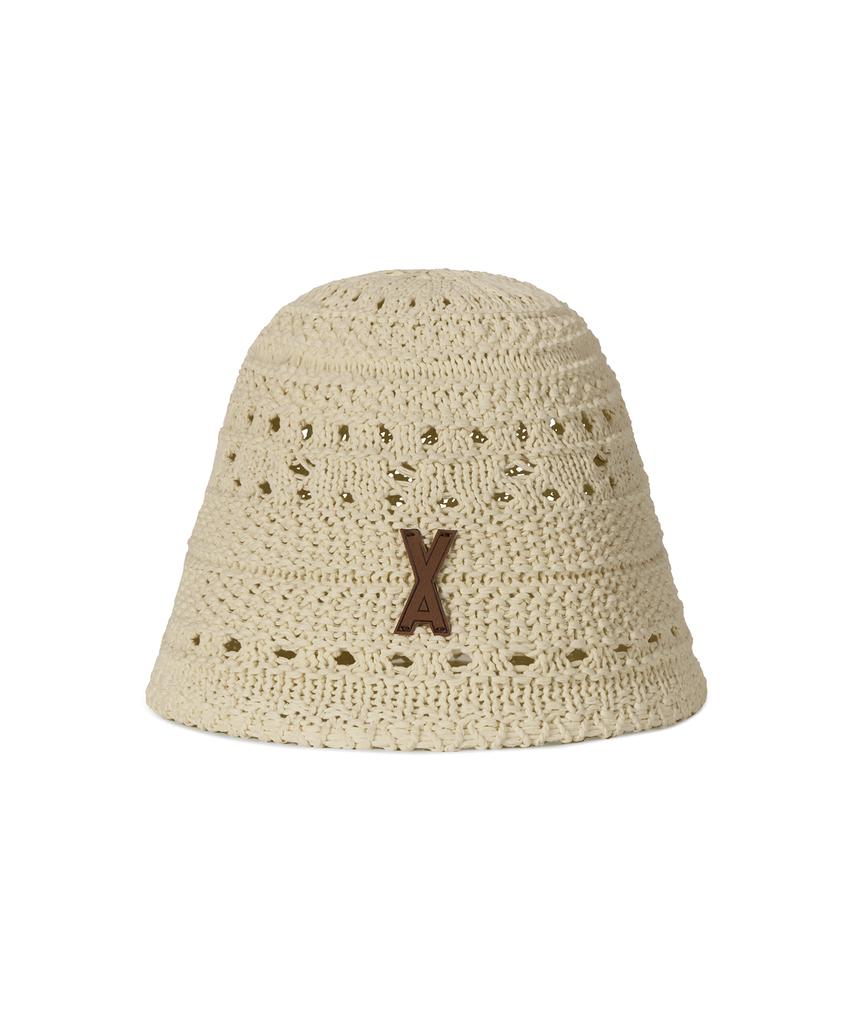 Bajal Va Patch Soft Knit Bucket Hat Beige
