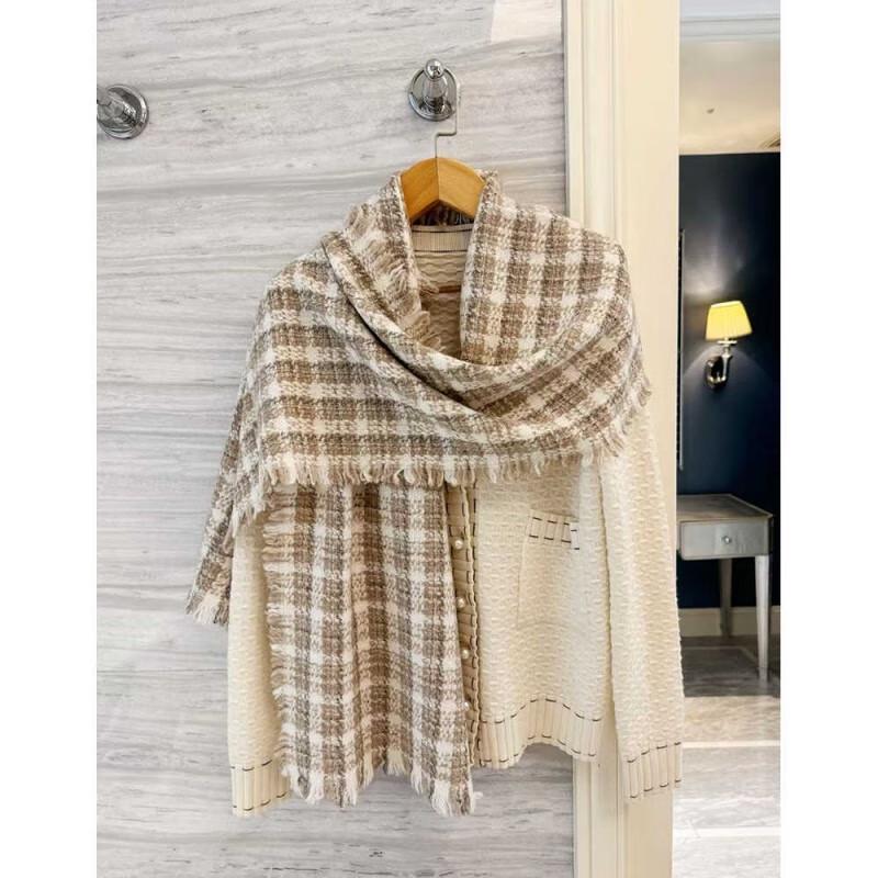 NINA SOLOR Ultra-Soft Cashmere Grid Scarf