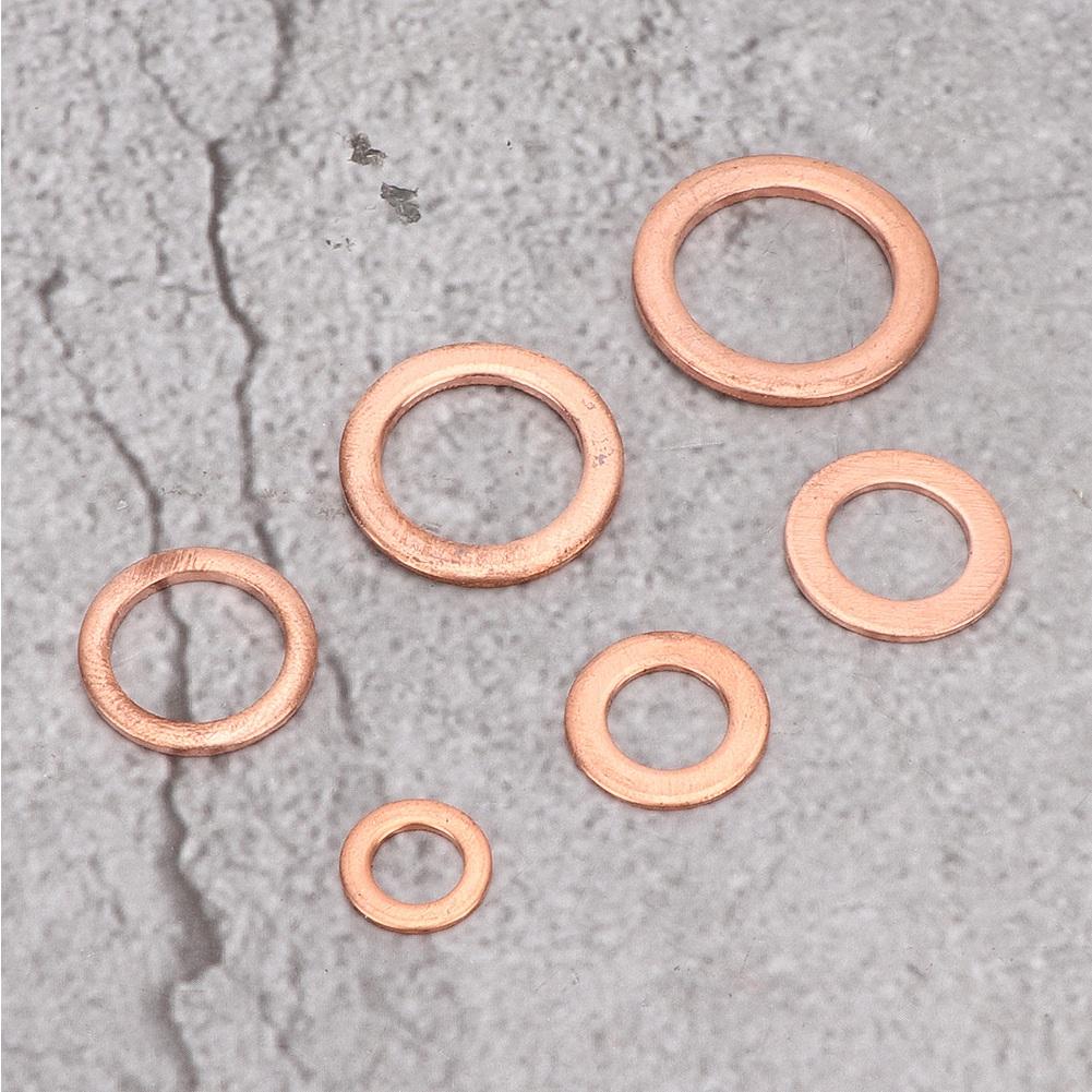 110 pcs Mixed Size Copper Washer Assortment Flat Ring Oil Brake Line Seal