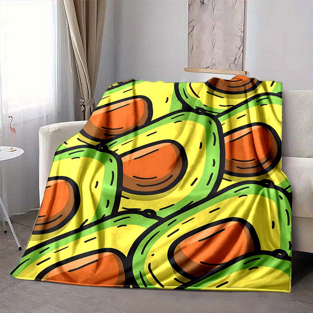 1pc Avocado Print Blanket Warm,Perfect for Camping And Travel, Making It a Great Gift for Any Season yy250904137