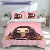 3pcs Nezuko Demon Slayer Nezuko Kamado Duvet Cover Set, Includes 1 Duvet Cover and 2 Pillowcases,Skin-Friendly&Comfortable Fabric,Suitable Bedding Set