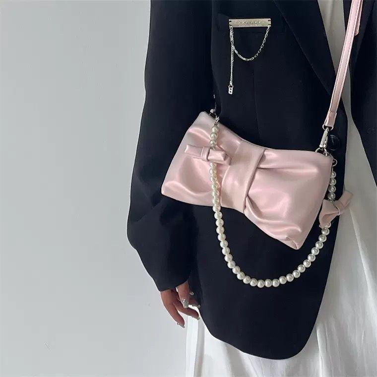 Pearl Bow Armpit Women's Bag Small Fresh Fairy Bag Korean Version Single Shoulder Carrying Crossbody Bag