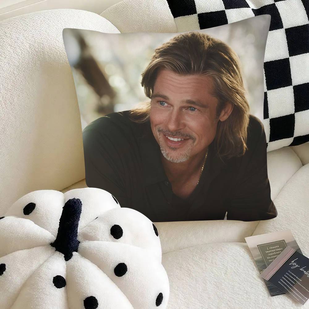 Actor Brad Pitt Pillow Case Fashion Square Pillowcase Bedroom Sofa Room Ins Decoration Leisure