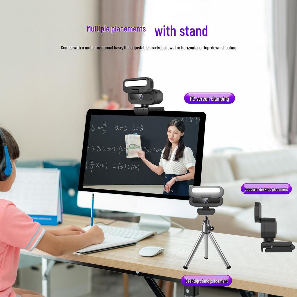 B18 4K USB Camera with Fill Light for Live Streaming and Conferences