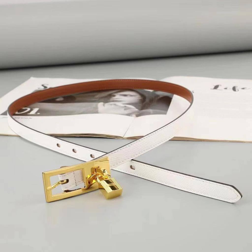 Curea de piele naturală pentru femei, cu cataramă cu pin și lacăt, din piele de vacă, pentru blugi și costume