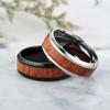 Men 8mm Retro Titamium and Wood Inlay Stainless Wedding Band Hand Accessories