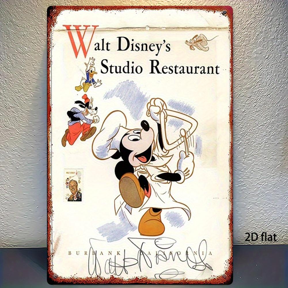 2D Flat, 1pc Disney Vintage Mickey Mouse Chef Poster - Heavy-Duty Iron Kitchen & Cafe Decor - Official Disney Birthday/Christmas