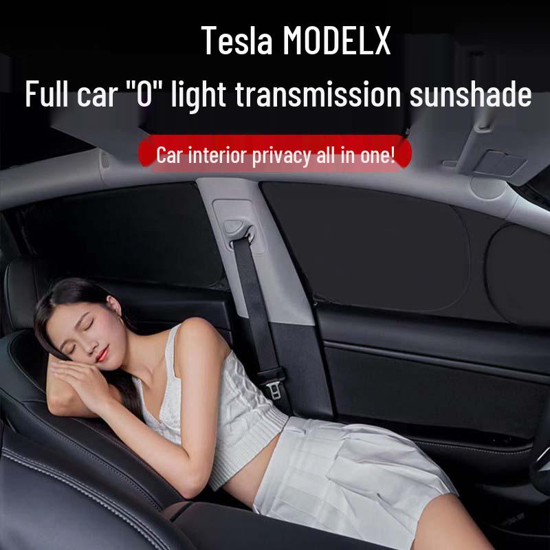 Tesla Model 3/Y/S Sun Visor: Opaque Sunshade for Front Windshield & Side Windows, Privacy Protection for Camping.