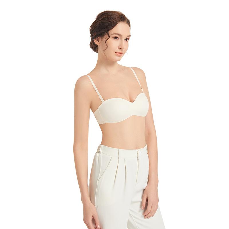 

Цельное нежесткое кольцо, удобное нижнее белье на спине, женский однотонный бюстгальтер с тонкими бретелями L белый