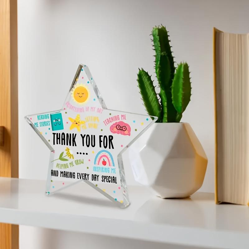 Star-Shaped Acrylic Desktop Decor with Inspirational Thank You Messages - Perfect Teacher Appreciation Gift, School-Themed Party Decoration, Nurseries