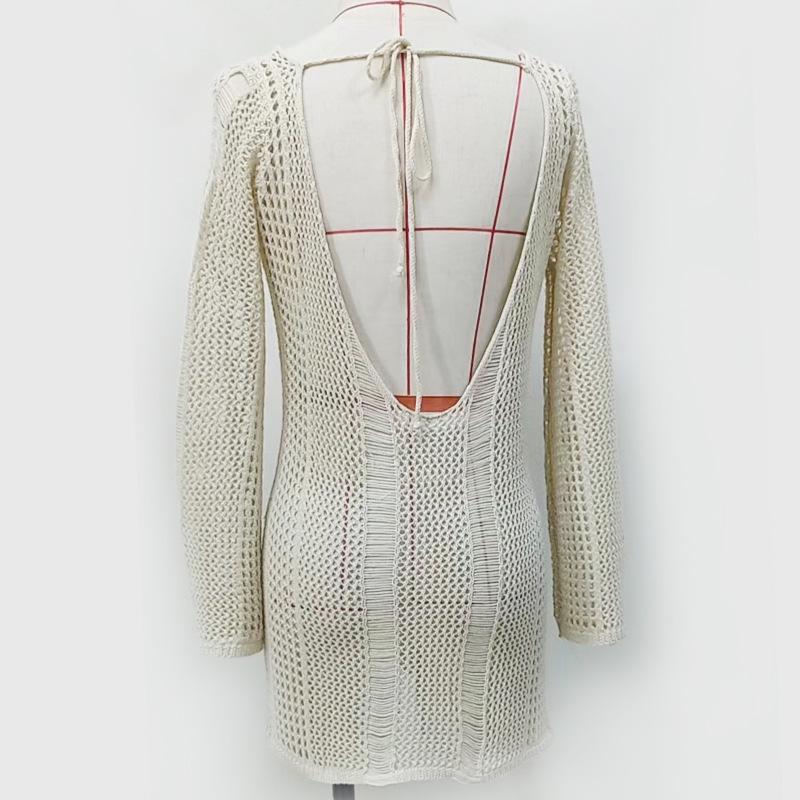 Europäisch-Amerikanischer Gehäkelter Sonnenschutz Bikini Überwurf - Sexy Lockerer Pullover Strandbekleidung.