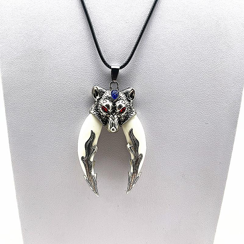 Fashion Brave Men's Pendant Necklace Vintage Bronze Wolf Tooth Alloy Pendant Necklace Fashion Choker Jewelry