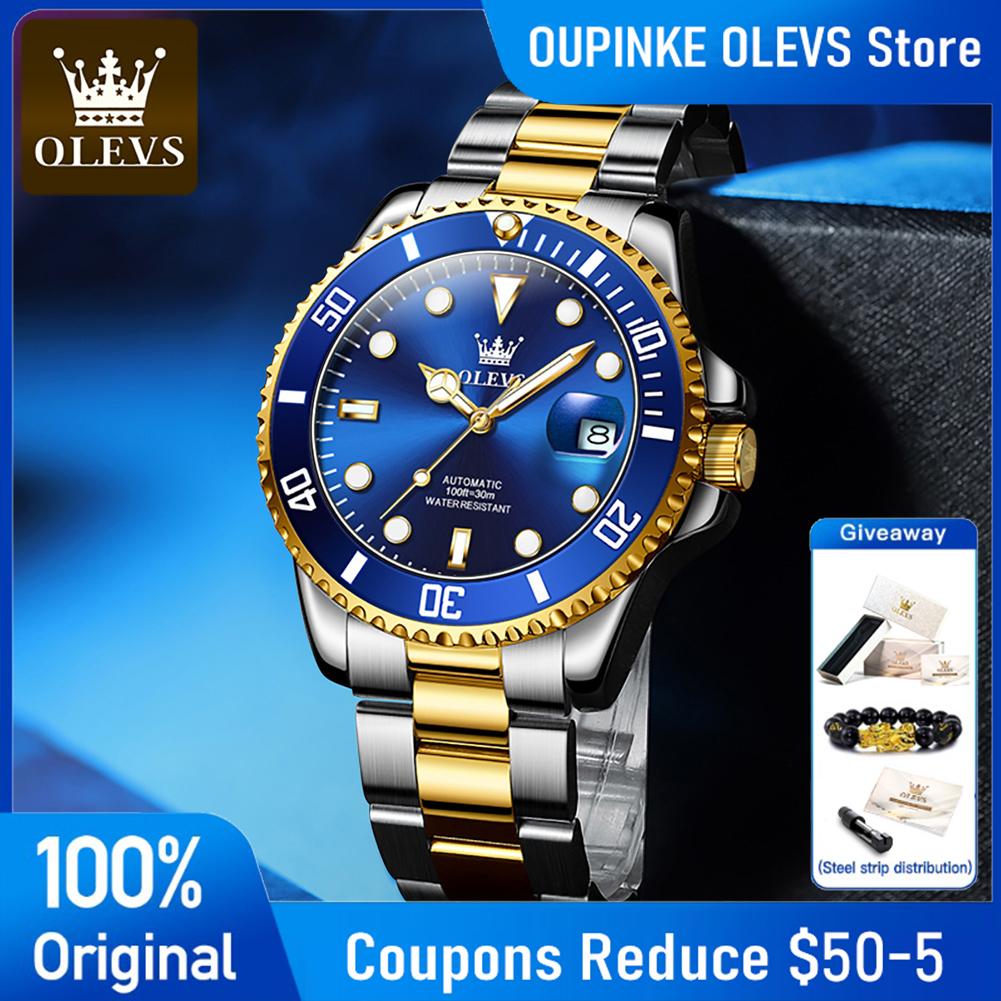 OLEVS 6650 Hochwertige Original Luxus Automatische Mechanische Uhr Edelstahl Wasserdicht Datum Sportuhren Für Mann Reloj