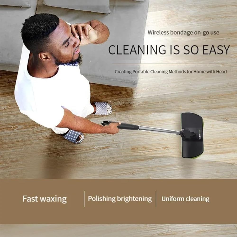 Wireless Electric Floor Cleaning Machine Rotary Floor Polishing All In One Machine Black Electric Rotary Mop + Cleaning Cloth Pair + Waxing Cloth