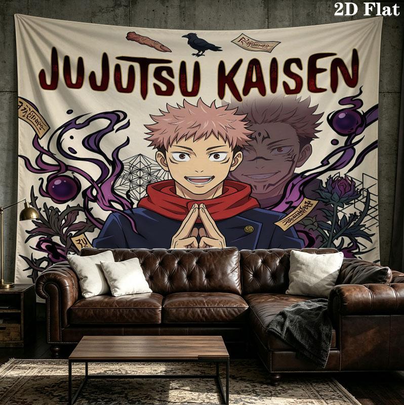 Jujutsu Kaisen Wall Tapestry Aesthetic Wall Hanging Printed Fabric Blanket Decorative Tapestries For Bedroom Living Room Home Decor