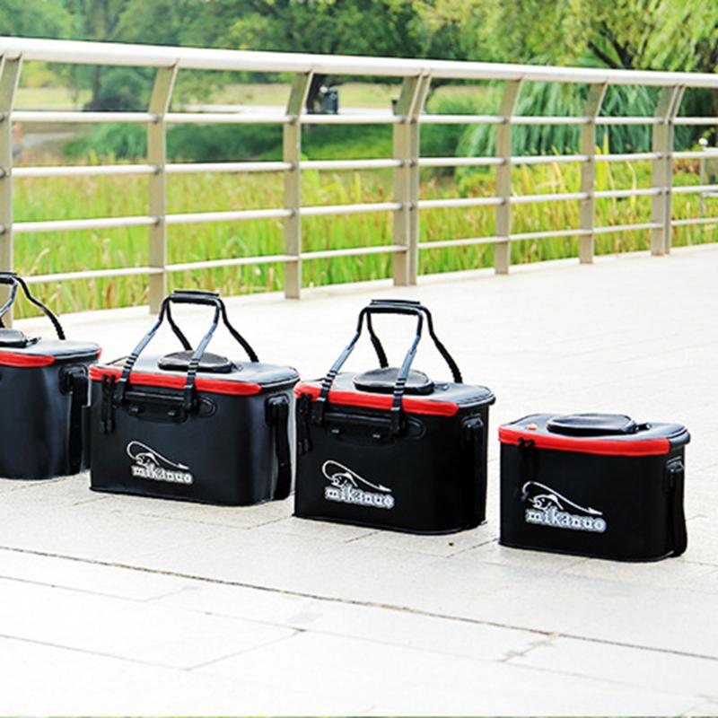 Living Fish Bucket Folding Fishing Bucket Multi-function Live Fish Baits Bucket Live Fish Container for Hiking Camping