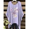 Vintage Floral Print Irregular Fashionable Short Sleeve T-Shirt for Women Women's Clothing Loose and Casual Oversized Top