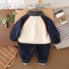 Boys' Long Sleeved Three Piece Set - Zipper Color Blocked Jacket Set  - Handsome High-quality Baseball Uniform -6 Months -6 Years Old