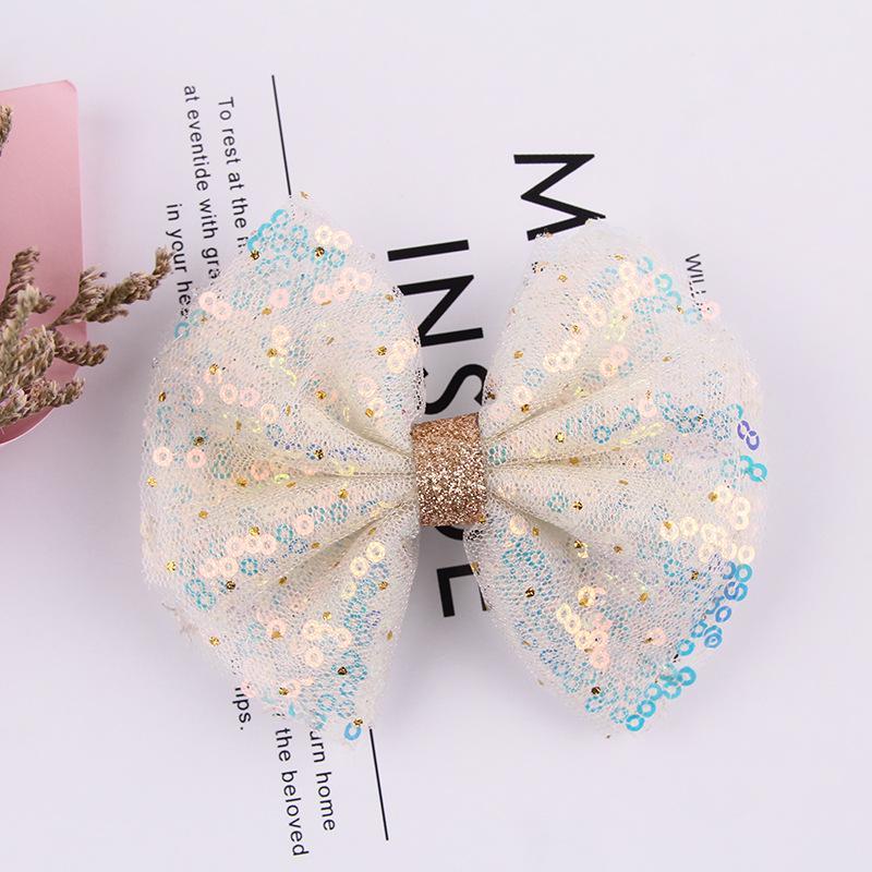 New Chic Princess Lace Hair Clips Bling Netting Sequins Bow Hairpins Glitter Knot Hair Bow Sweet Head Wear Girls Accessories