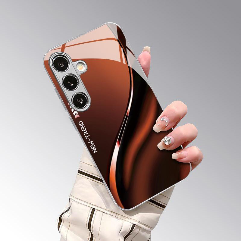 Browns Brown Curved Pattern 2D Phone Case for SamsungS26 S25 S24 S23 S22 S21 S20 A56 A36 A16Electroplated Glass Protective Cover