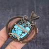 Tibetan Turquoise Handmade Copper Wire Wrap Jewelry Pendant 2.64" C6A66