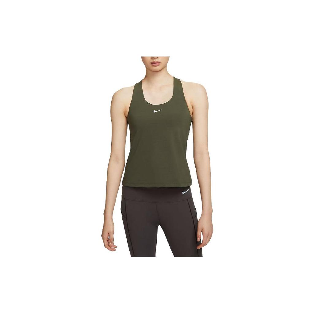 Nike Swoosh Solid Medium Support Quick-Dry Sports Tank Top Women Tops Khaki-Green DV9898-325
