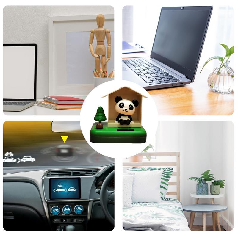 Car Ornaments For Dashboard Bobblehead Panda In Tree House Dashboard Decorations Solar Powered Car Ornaments Decorative Reusable