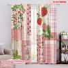 2pcs 2D Flat Printing Curtains Strawberry Patchwork Digital Printed Polyester Drapes All Season Party & Holiday Decor for
