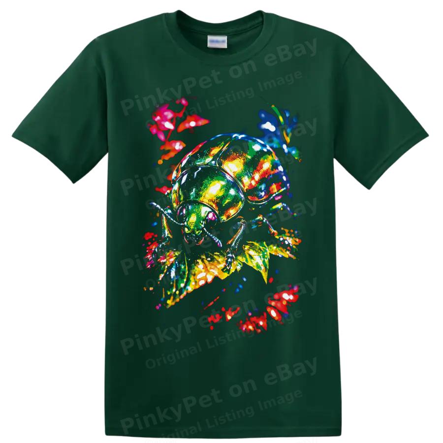 Beetle T Shirt Colorful Neon Botanical Insect Art Nature Lover Graphic Tee Gift