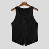 INCERUN Sommer Herre U-hals Ermeløs Knapper Blonder Mesh Gjennomsiktig Casual Tanktopper