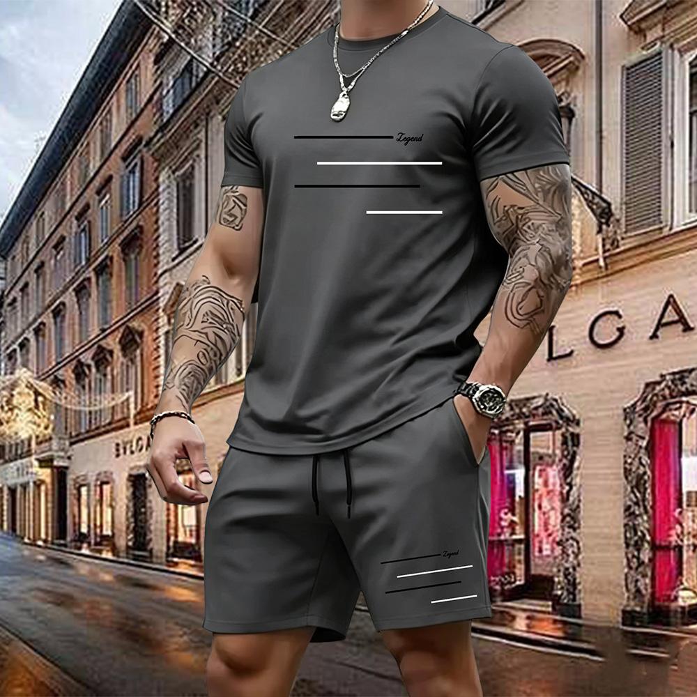 Men's Two-piece Sportswear Short-sleeved T-shirt and Pants Set Running and Fitness Sportswear Summer 2026 Big Discount