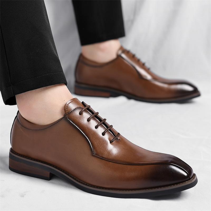 Fashion British Style Men's Business Leather Shoes Classic Gentleman High Quality Style Groom's Wedding Dress Black Brown Plus Size