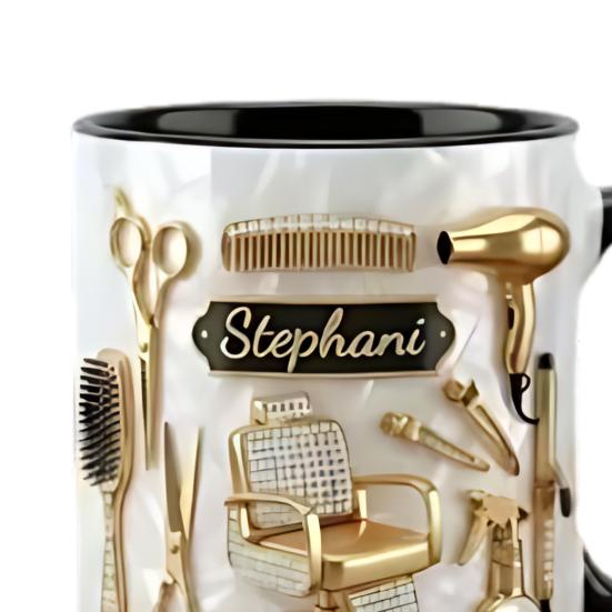Personalisierte Friseur Tasse Keramik 330ml Friseur Kaffeetasse mit Gold