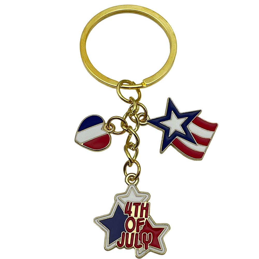 Independence Day Flag Heart & Star Earrings Keychain Pendant