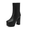 Fashion Platform Women Ankle Boots Bright Pu Leather Square High Heel Punk Boots Autumn Winter Shoes White Black Brown