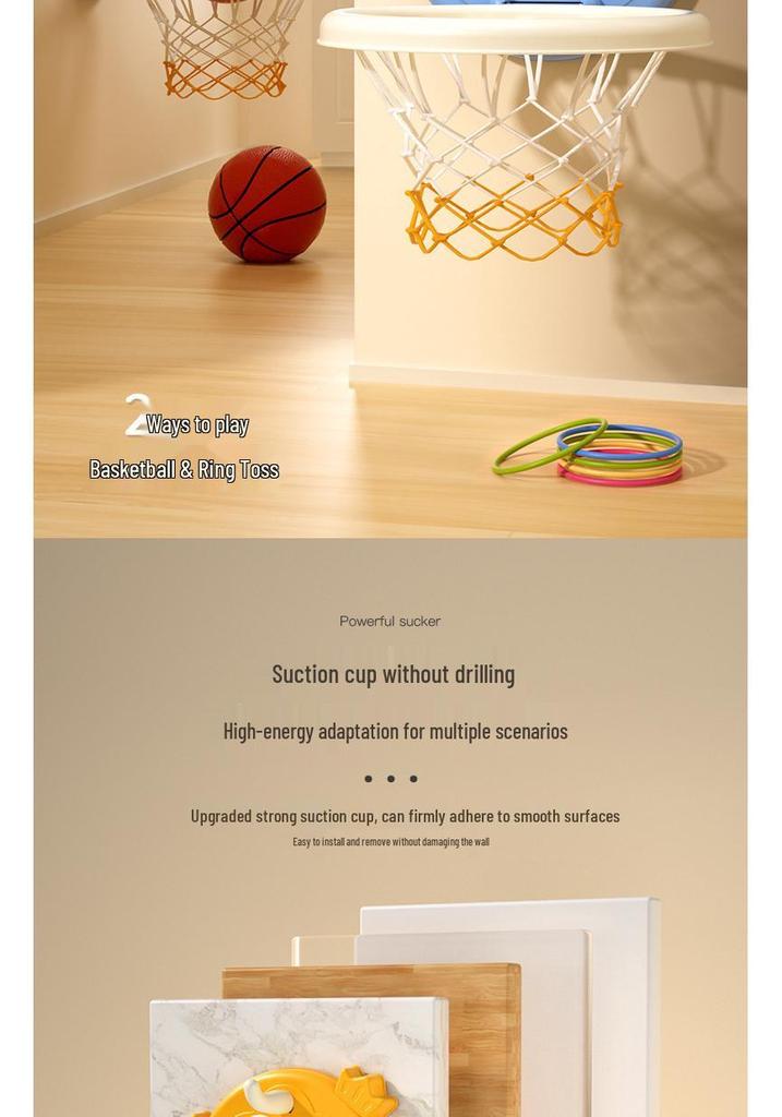 Toddler No-Drill Suction Cup Indoor Basketball Hoop - Silent Scoring Toy
