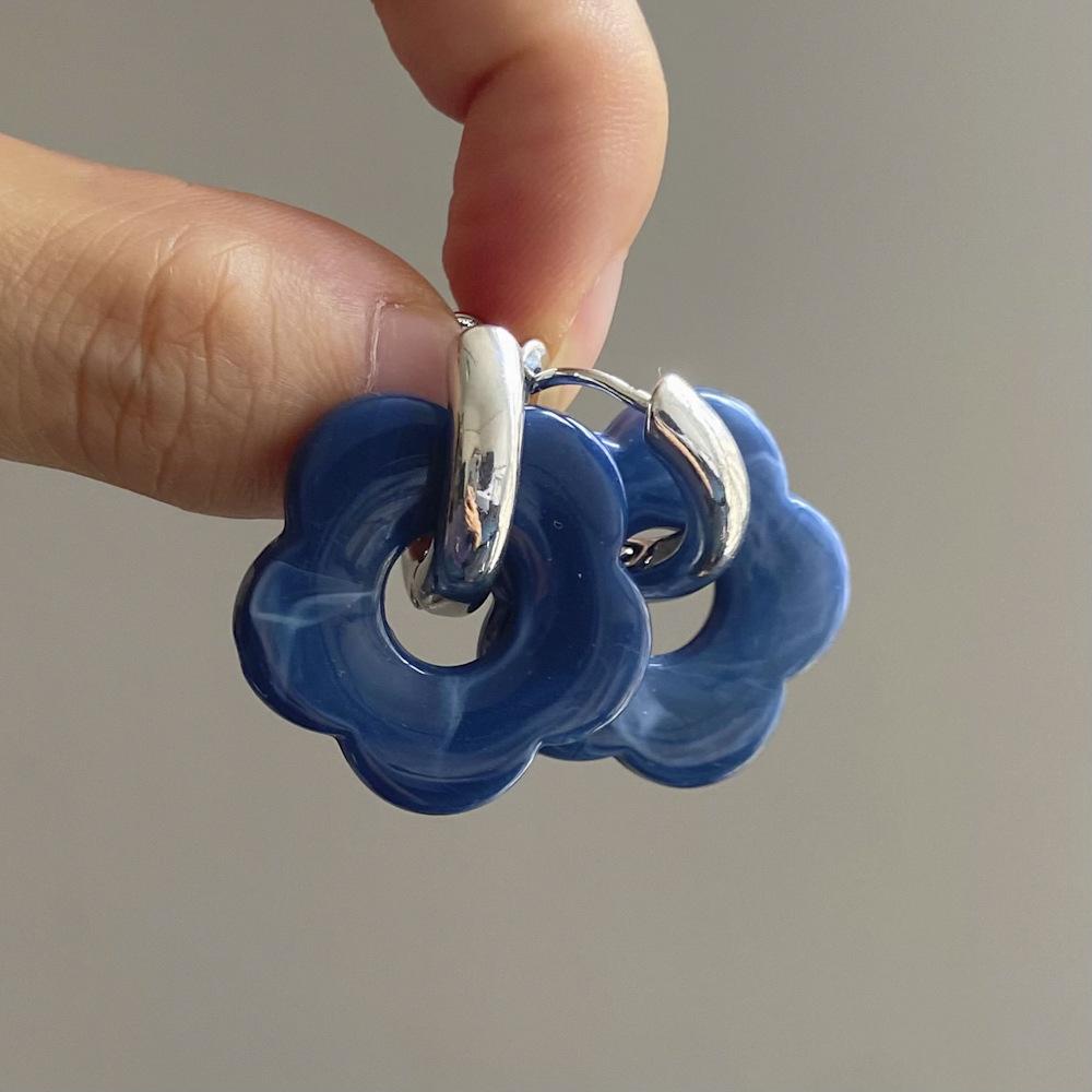 2024 neue Multicolor Transparent Acryl Harz Marmorierung Blume Tropfen Ohrringe für Frauen Gold Farbe Ohr Schnalle Mode Schmuck