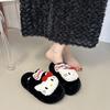 Hellokitty Cat Fluffy Slippers Women Wear Cute Thick Bottom Non-slip Comfortable Home Casual Versatile Cotton Slippers
