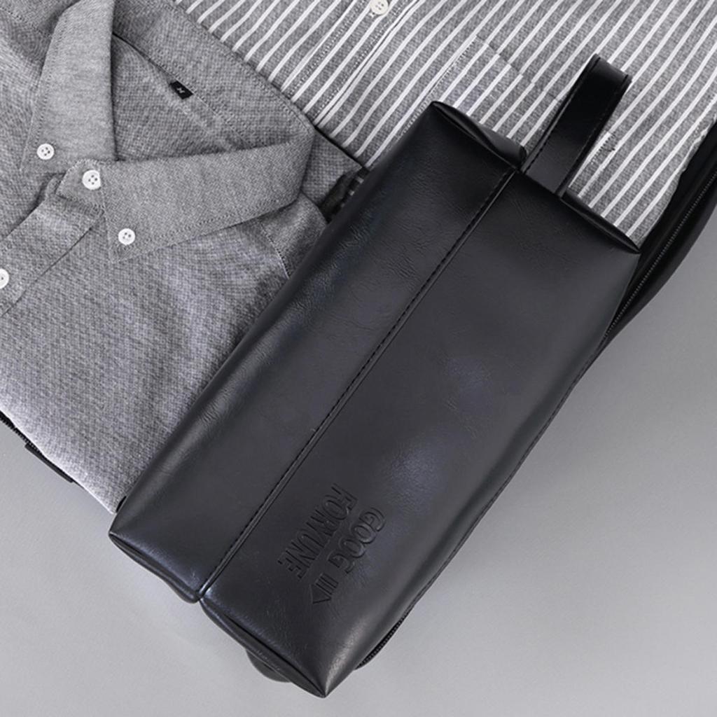 Men Leather Travel Business Shaving Cosmetic Bag Portable Toiletry Bag Large Capacity Organizer Handheld Toiletry Kits